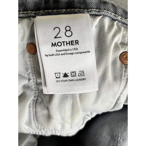 Mother Sz 28 The Scrapper Cuff Ankle Fray Jeans Gray High Rise Straight Stretch - Picture 12 of 13